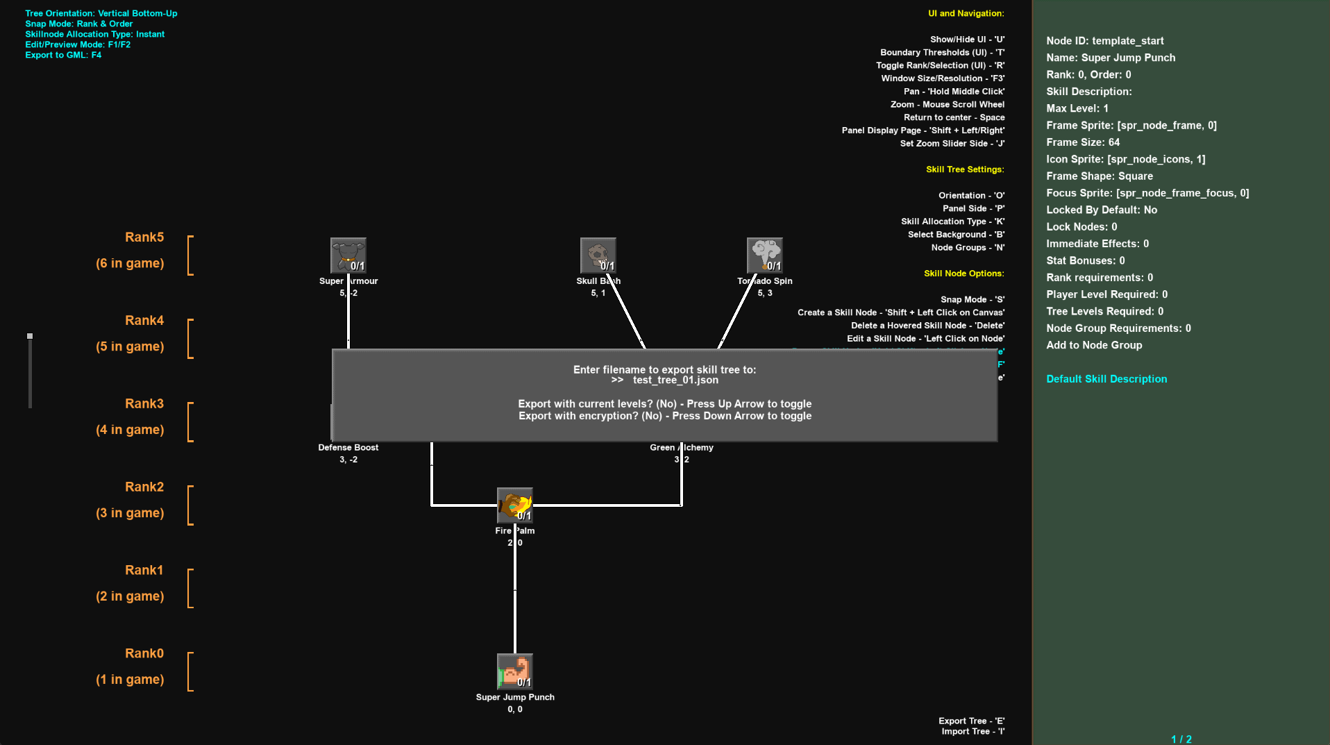 Exporting a skill tree from the Visual Editor