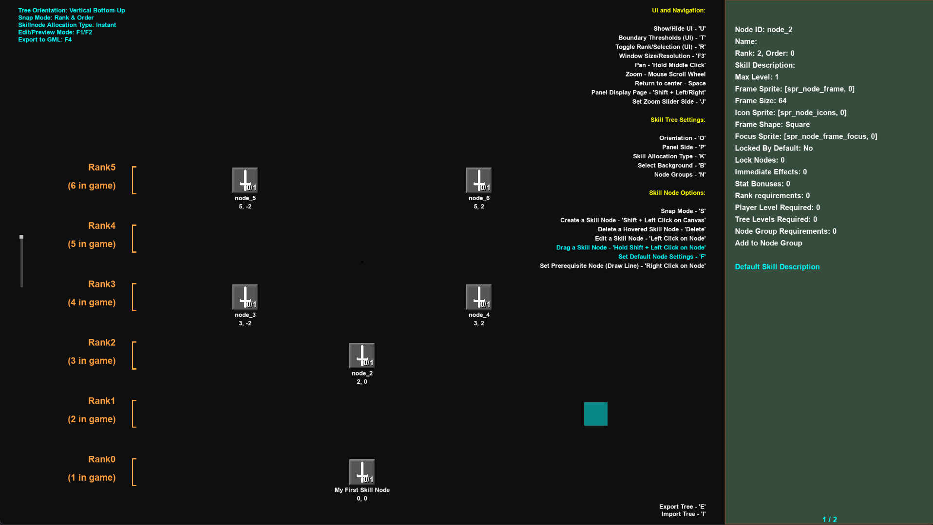 Placing skill nodes on the Visual Editor canvas