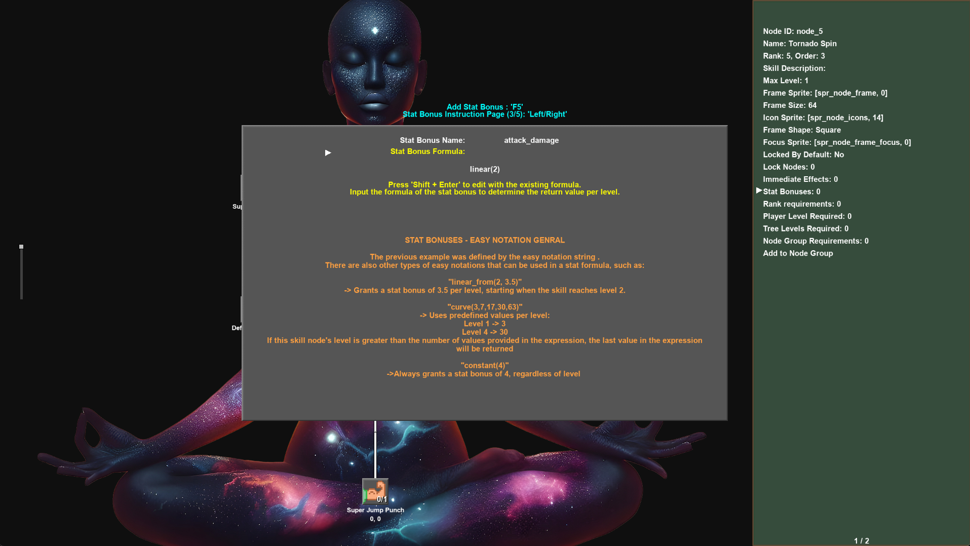 Attaching stat bonuses to a skill node